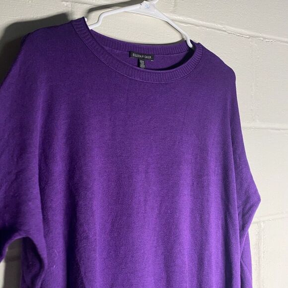 Eileen Fisher Boxy Crew Neck Deep Purple Size Small Viscose Nylon Stretch Women - Picture 3 of 8
